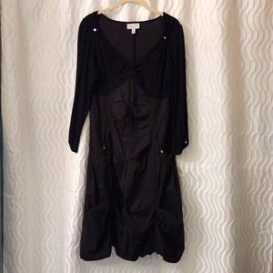 Linea Domani Dress Black Unique Vibe Balloon Midi Dress Sz Small Stylish